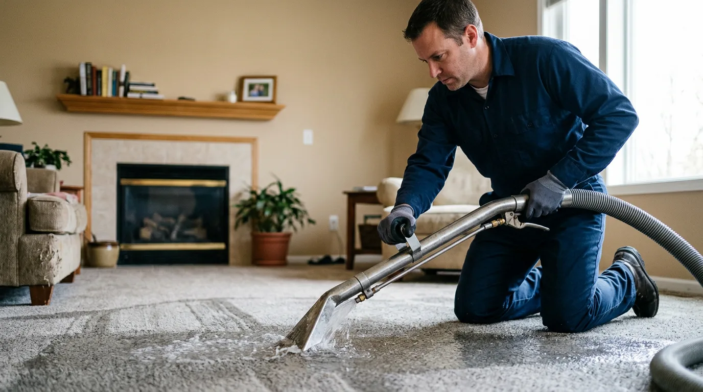 Water damage restoration technician working near New Hampton, NH